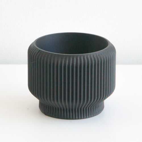 Black Cedar planter with a ribbed finish