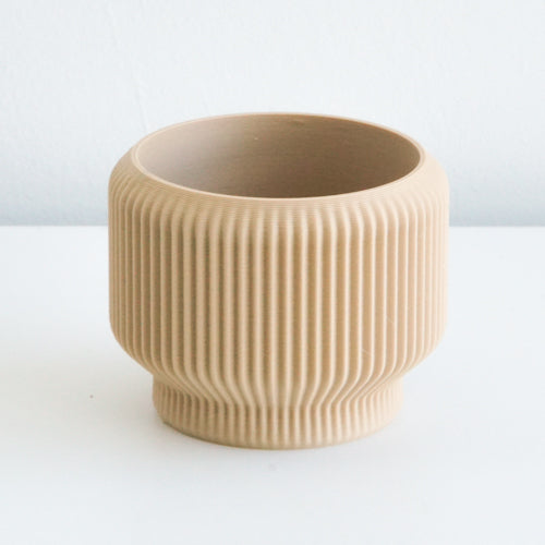 Tan Cedar planter with a ribbed finish