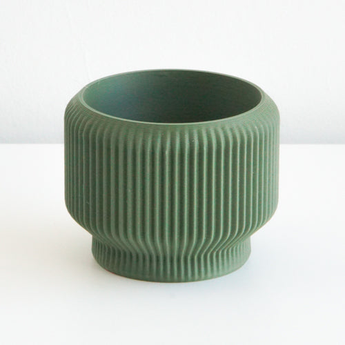 Olive Cedar planter with a ribbed finish