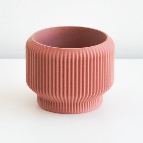 Salmon Cedar planter with a ribbed finish
