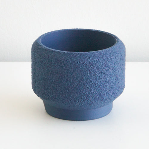 Midnight blue Cedar planter with a textured finish