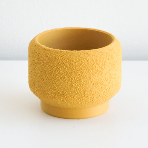 Mustard Cedar planter with a textured finish