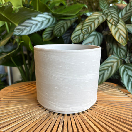 Empty white marble terracotta pillar pot