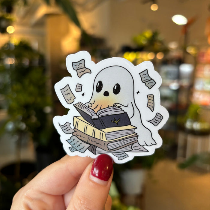 Book Lover Ghost Vinyl Sticker
