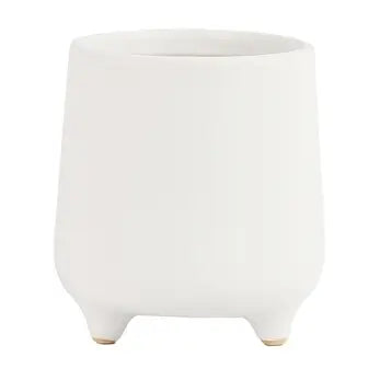 White ceramic cover pot on small feet
