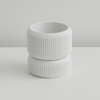 White Cedar planter stacked on its matching saucer