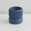 Midnight blue Cedar planter stacked on its matching saucer