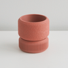 Salmon Cedar planter stacked on its matching saucer