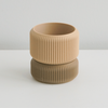 Mocha Cedar planter stacked on its matching saucer