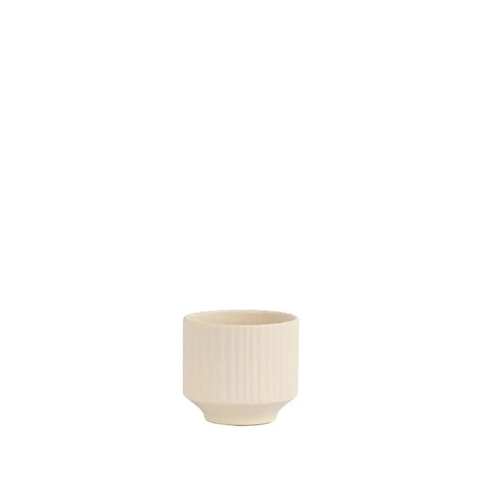 Small linen-coloured ceramic cover pot