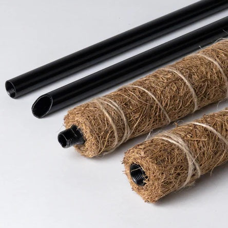 Coco coir support poles with black metal stakes