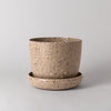 Empty coffee bean husk planter with saucer, larger size