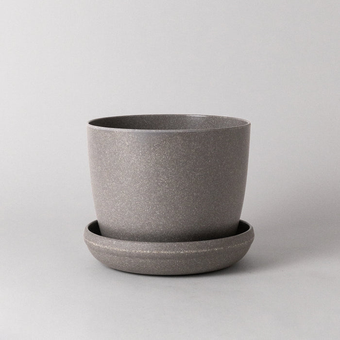 Empty wheat husk planter with saucer, larger size
