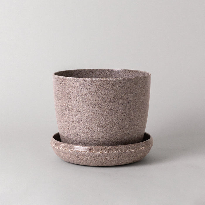 Empty nut husk planter with saucer, larger size